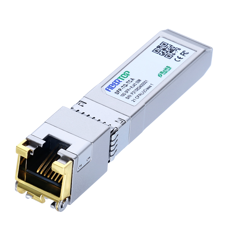 Transceptor FiberTop 10GBase-T SFP+ a RJ-45 SFP+ Módulo Ethernet CAT6a de cobre de hasta 30 metros con chipset AQR113C